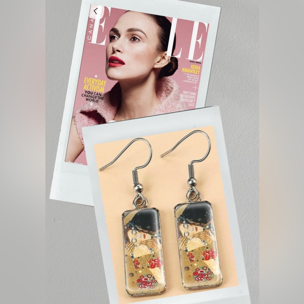 Water Color Woman Flower Acrylic Drop Earrings